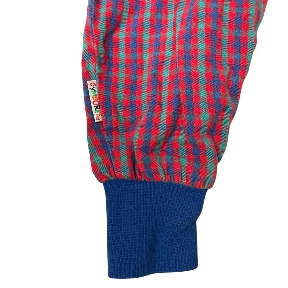 Vintage Gymboree Color Block‎ Overalls Size S Plaid Cotton Rainbow Tag